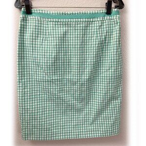 Boden: Green White Gingham Lined Pencil Skirt Size 8P